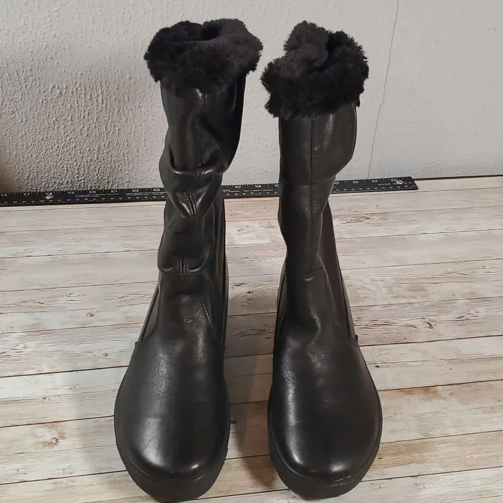 NEW IMAC-TEX Italian Winter Leather Fur‎ Lined Slouchy Boots Size 38 or 7